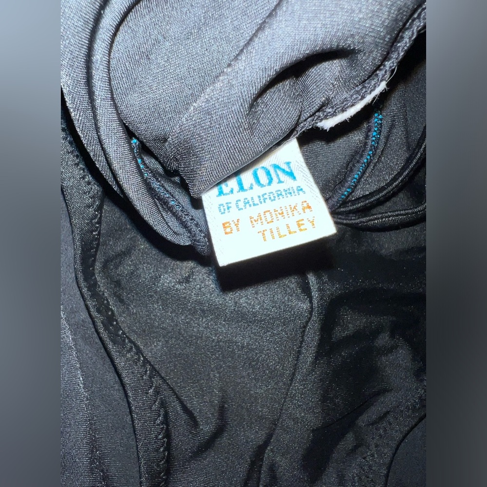 Vintage elon of California by Monika Tilley black and turquoise swimsuit med